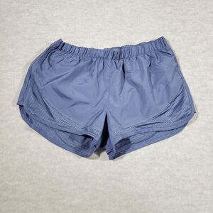 adidas Shorts Womens Large Blue Mesh Running Training Elastic Waist Drawstring